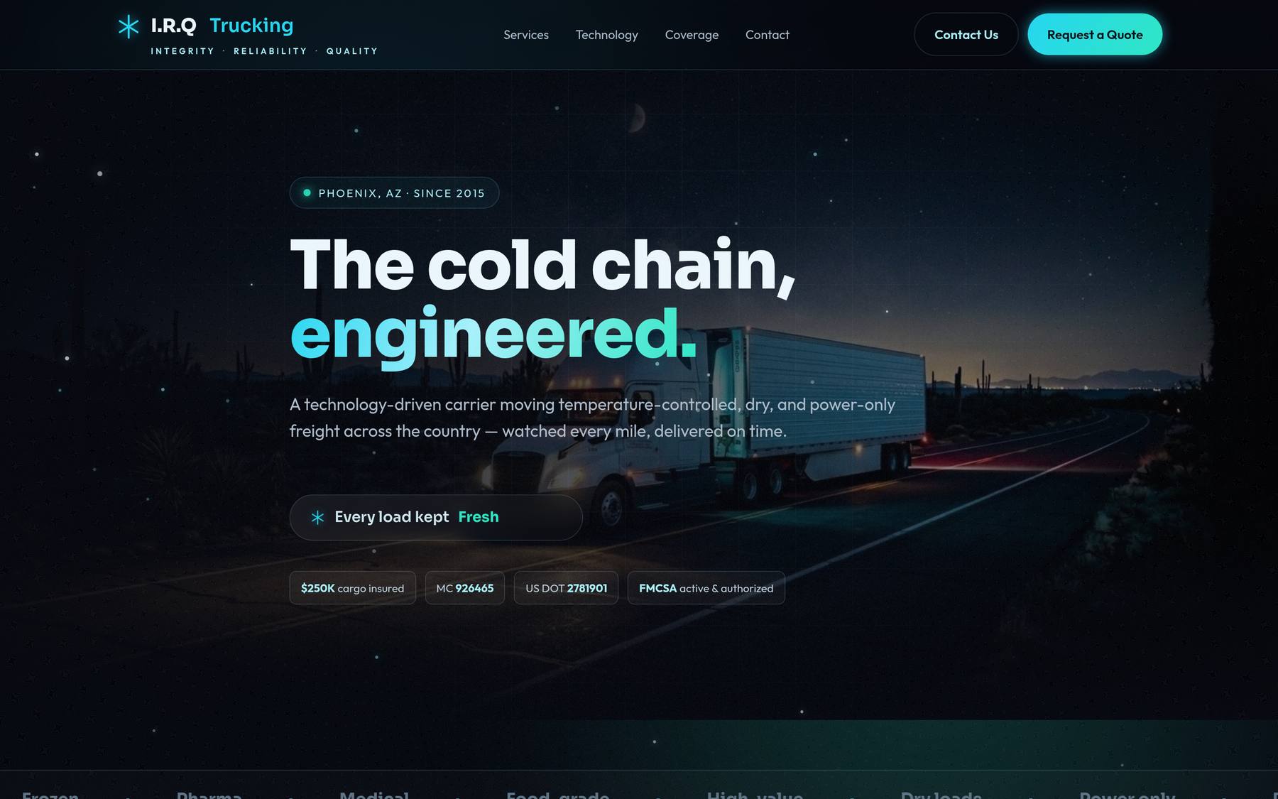 I.R.Q Trucking website